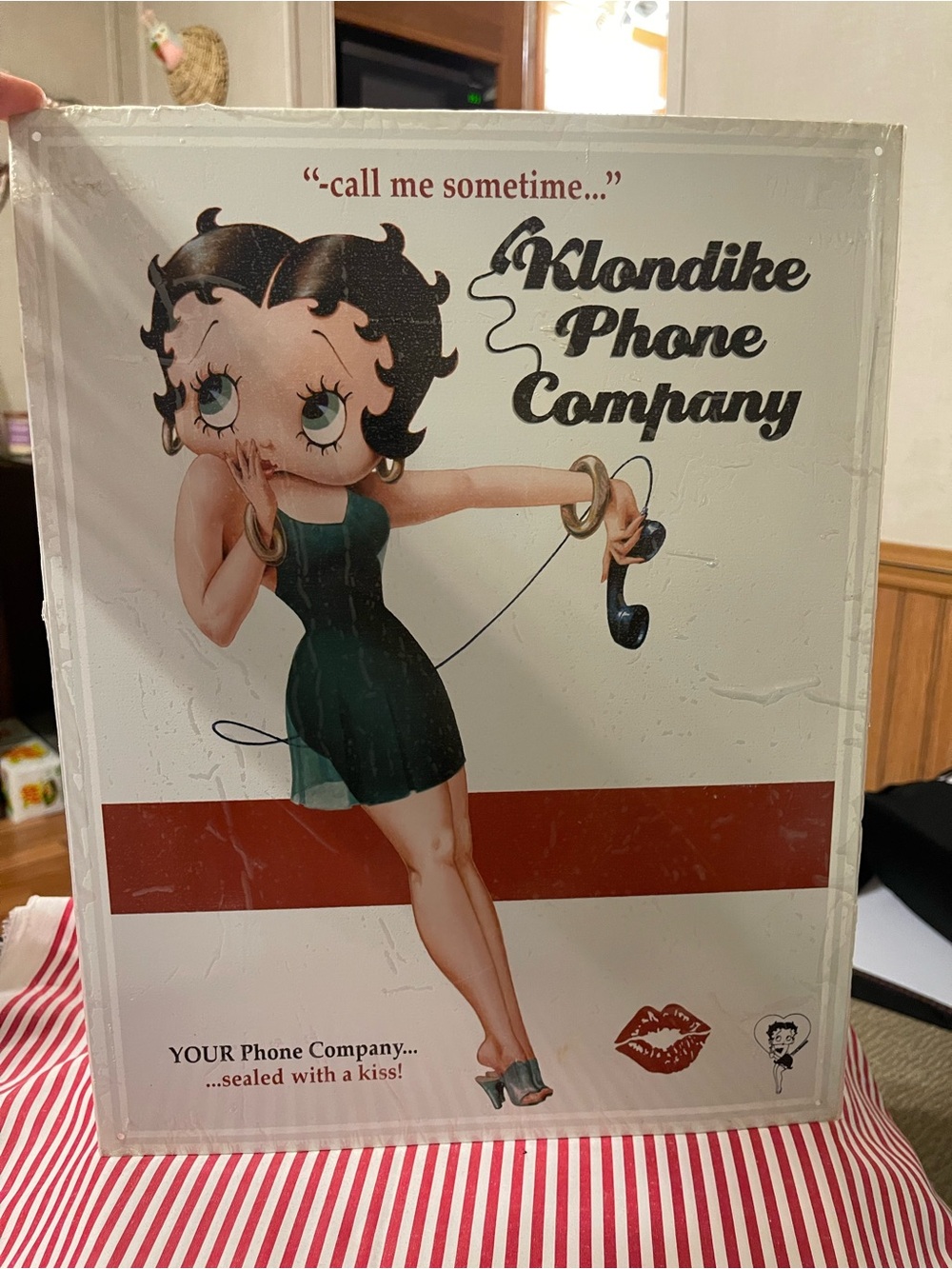 New in Plastic! Vintage! 2005! Klondike Phone Company Betty Boop Tin Sign!